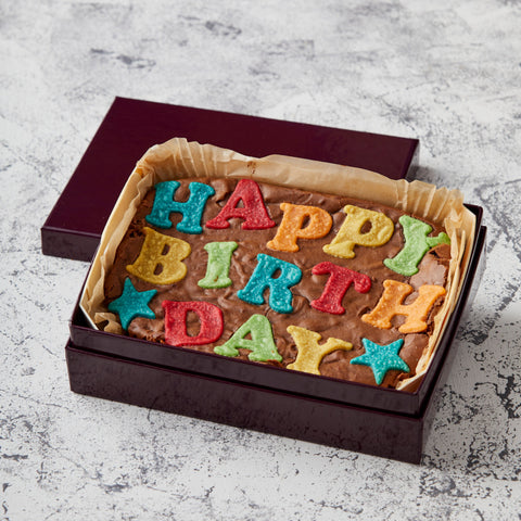 Rainbow Happy Birthday Brownie Slab