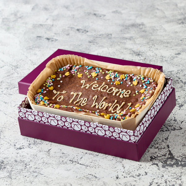 Personalised New Baby Brownie Slab