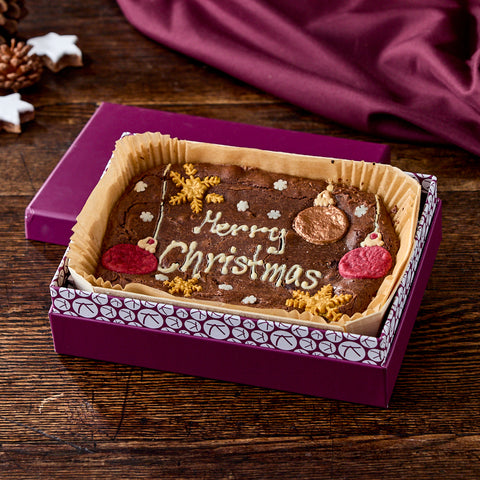 Personalised Christmas Chocolate Brownie Slab