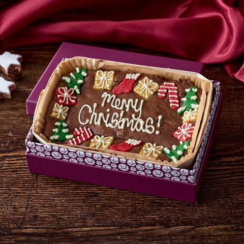 Personalised Christmas Chocolate Brownie Slab