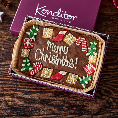 Personalised Christmas Chocolate Brownie Slab