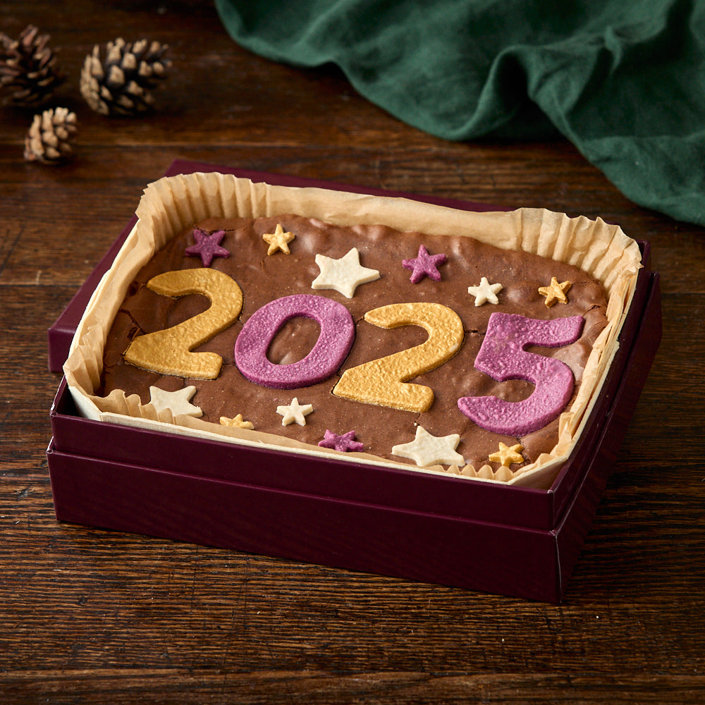 Happy New Year '2025' Chocolate Brownie Slab & Konditor