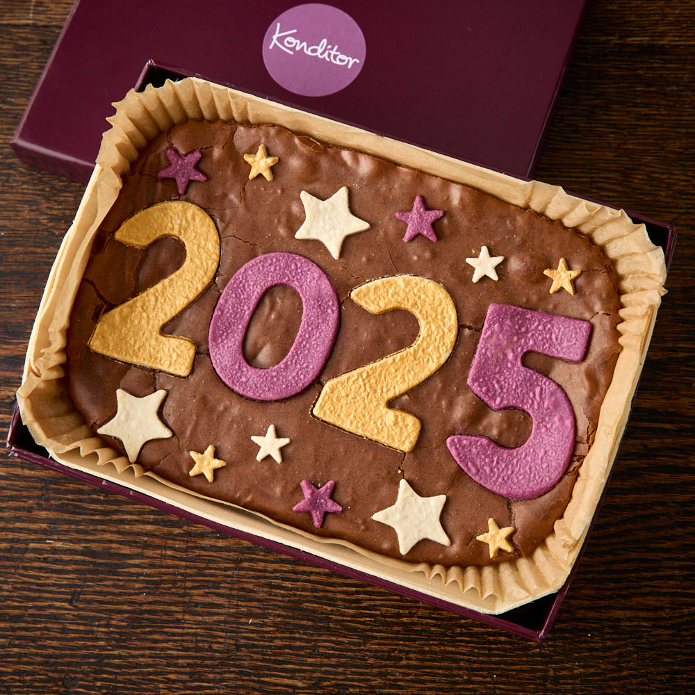 Happy New Year '2025' Chocolate Brownie Slab & Konditor