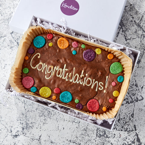 Rainbow Dots Personalised Brownie Slab