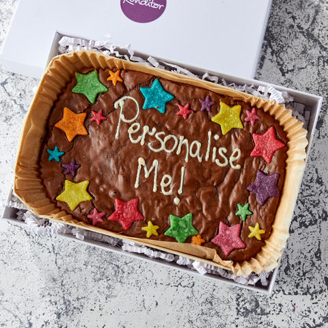 Rainbow Stars Personalised Brownie Slab