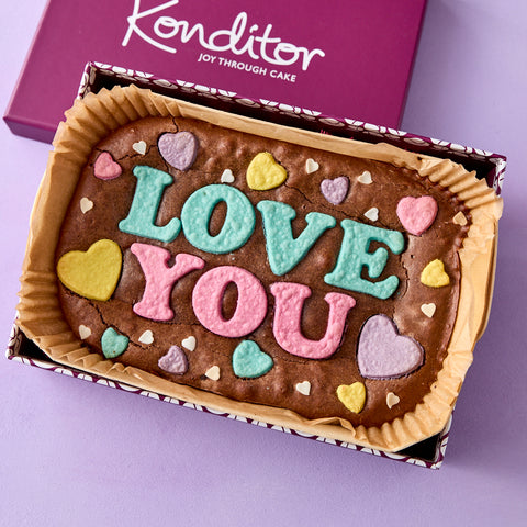 Valentine's 'LOVE YOU' Chocolate Brownie Slab