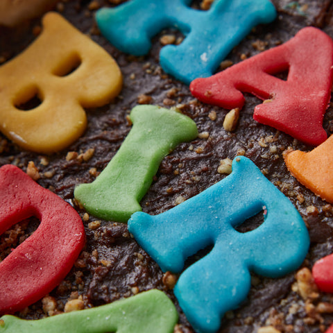 Vegan Rainbow Happy Birthday Brownie Slab