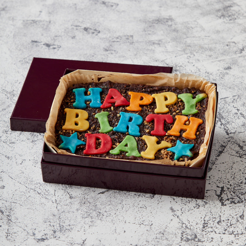 Vegan Happy Birthday Brownie Slab