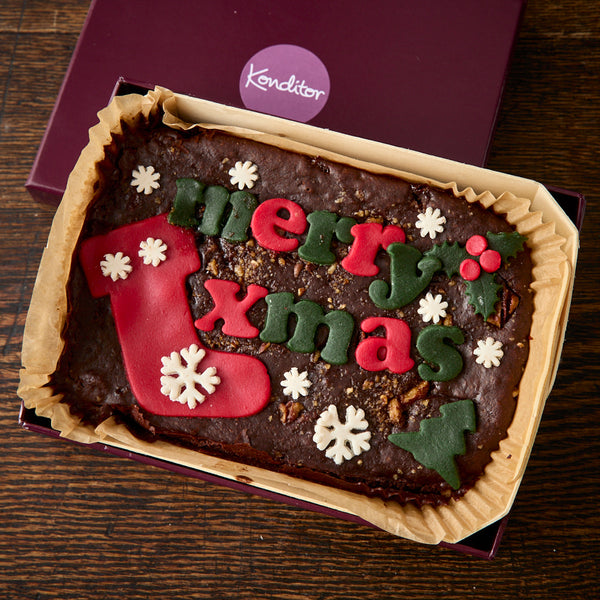 Vegan 'Merry XMAS' Brownie Slab