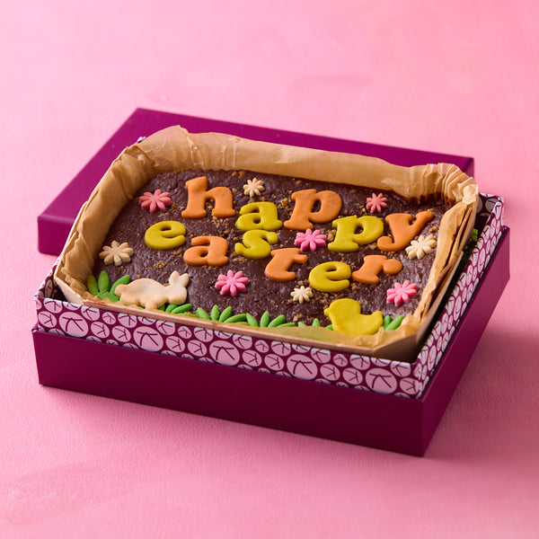 Vegan Happy Easter Brownie Slab
