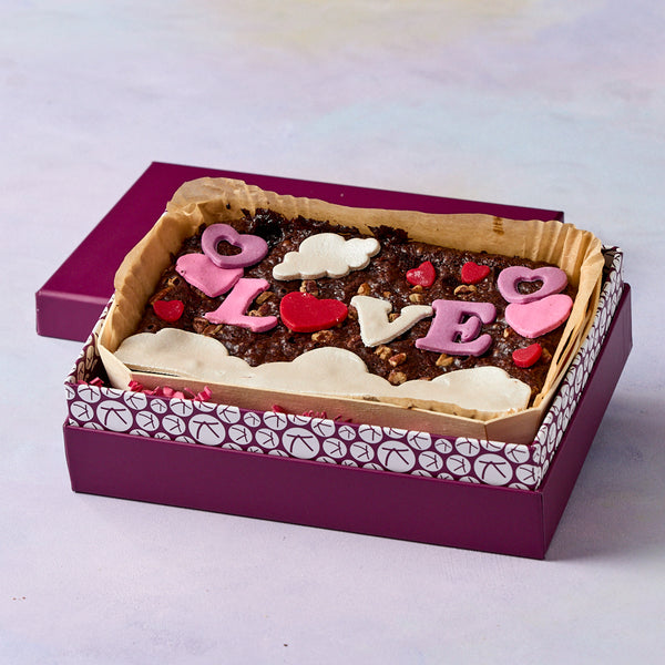 Vegan Valentine's 'LOVE' Brownie Slab