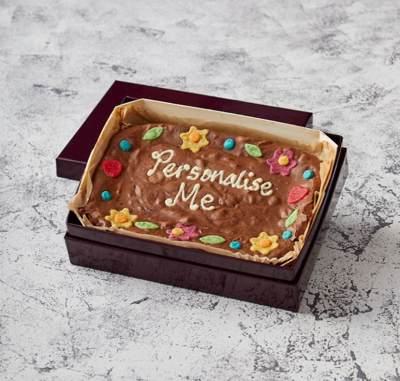 Floral Border Personalised Brownie Slab