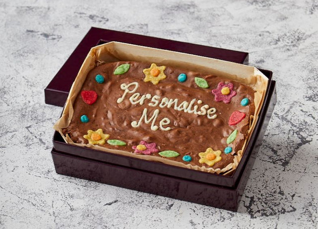 Floral Border Personalised Brownie Slab